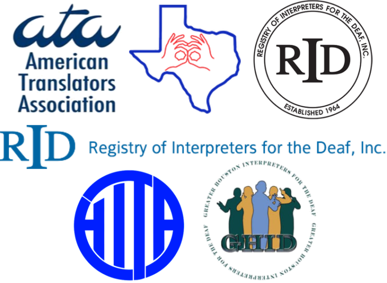 A group of membership logos for Registry of Interpreters for the Deaf, Inc.